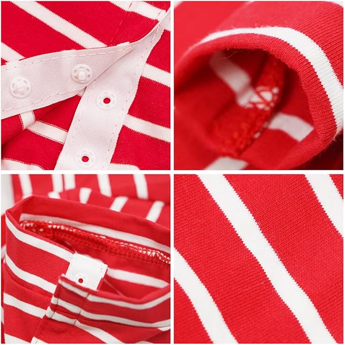 Dog’s Recovery Suit Post Surgery Shirt for Puppy, Full Coverage Dog's Bodysuit Wound Protective Surgical Clothes for Small and Medium Pets (red White Stripe-s)