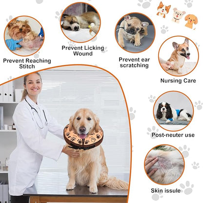 Soft Inflatable Dog Donut Collar - Medium Dog Cone for Post-Surgery Recovery