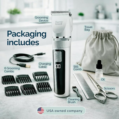 Dog Grooming Kit - 2 Power Modes Quiet & Strong, Cordless Dog Clippers for Grooming & Dogs Hair Trimmer for Groomings, Ceramic Blades, 6 Guide Combs, Rechargeable Trimmer for Cats and Pets