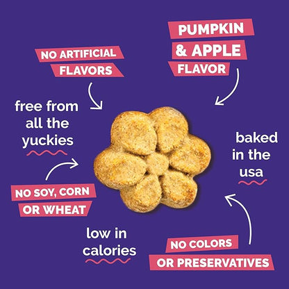 Fruitables Baked Dog Treats, Healthy Pumpkin Treat for Dogs, Low Calorie & Delicious, No Wheat, Corn or Soy, Made in the USA, Pumpkin and Apple Flavor, 12oz