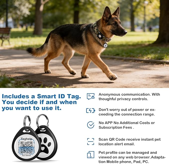 Never Lose Your Dog! AirTag Dog Collar with Waterproof Case | Tactical Collar for Large Dogs Featuring Military Handle & Durable Strap | Secure GPS Tracking for Apple AirTag (Camo, M)