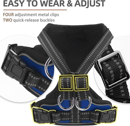 PUPTECK Dog Harness and Leash Set Medium Sized, Adjustable Reflective Escape Proof Puppy Vest, No Pull Walking Harness Easy Control