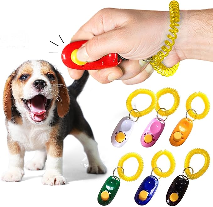 SunGrow 7-Pack Dog Clicker for Training with Wrist Bands, 2 Inches Multicolor, Pet Cat Dog Training Clickers & Behavior Aids, Convenient and Effective Clicker Training Tools for Puppy or Cat