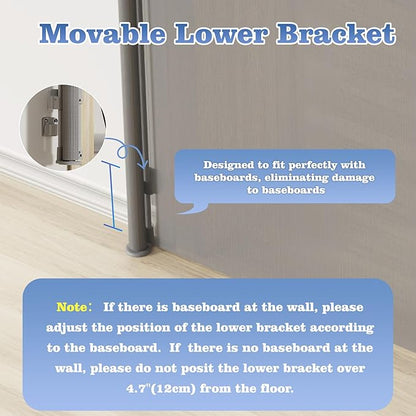 Retractable Baby Gate for Stairs Doorways - Extra Wide 55" No-Drill Pressure Mount OR Screw Mount, Space Saving Mesh Gate with No Bottom Bar Trip Hazard, for Indoor Outdoor Use with Kids, Dogs & Cats