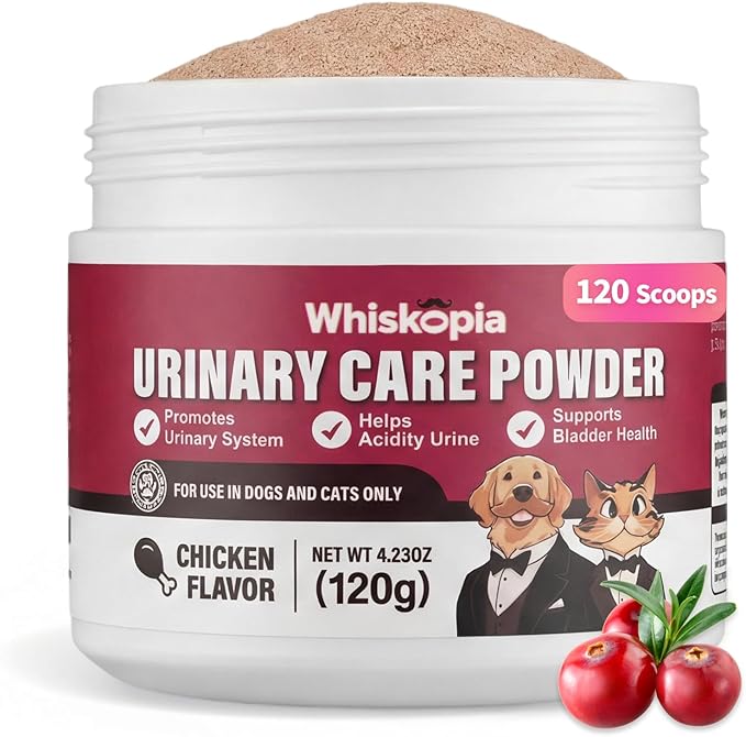Powdered Cranberry Supplement for Dogs and Cats 120 Scoops UTI Treatment Powder with D-Mannose, Omega-3, Supports Pet Kidney Bladder Health Immune and Gut Support Bladder Control for Dogs