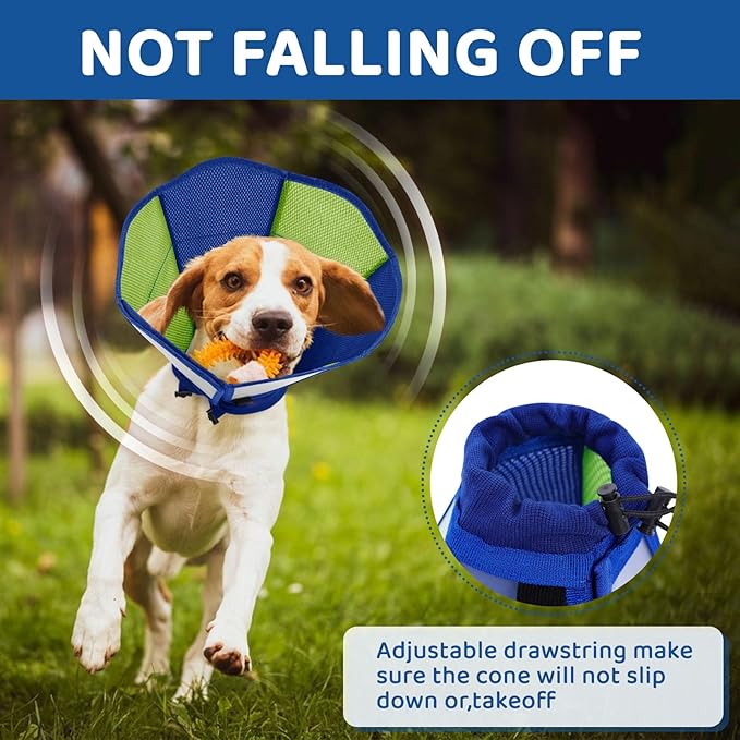 Dog Cones for Large Dogs, Soft Cone for Dogs to Stop Licking, Adjustable Dog Cone Collar Alternative After Surgery for Wound Care, Spay, Neuter, Blue XL