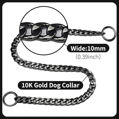 Stainless Steel P Chock Metal Chain -JYHY Dog Necklace Collars Walking Training Pet Supplies for Small Medium Large Dogs (22" (Neck Fits 18"-20"), Black)