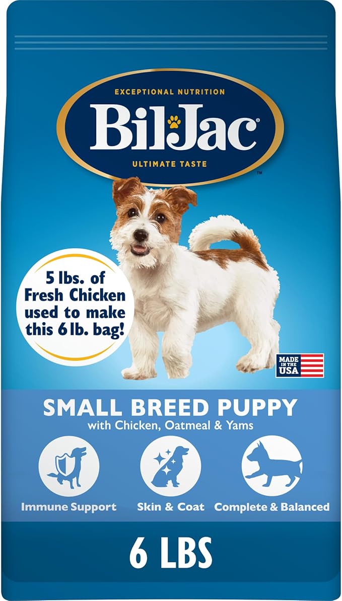 Bil-Jac Small Breed Puppy Food, Chicken, Oatmeal & Yam Recipe, 6 lb