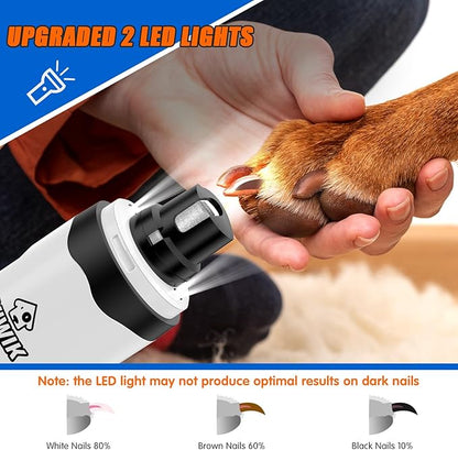 VIWIK Dog Nail Trimmers with Light, Cat Dog Nail Clippers, Dog Nail Grinder Quiet for Large Medium Small Dogs Paw & Cats Claw, Electric 2-Speed Pet Toenail Grooming Supplies, Gifts for Dog Lovers.