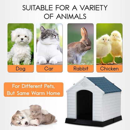 BestPet Dog House Indoor Outdoor Insulated Kennel Durable Plastic Dog House for Small Medium Large Dogs Weather & Water Resistant Pet Crate with Air Vents and Elevated Floor