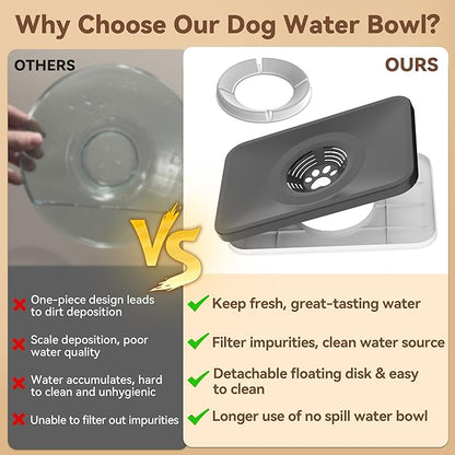 10L No Spill Dog Water Bowl, 2.6 Gal Stainless Steel No Splash Large Dog Water Bowl with Non-Slip Silicone Mat, Spill Proof Slow Drinking Pet Bowls for Messy Drinkers Indoor/Outdoor Use Beige