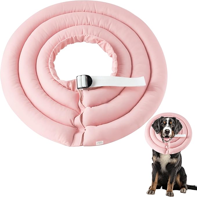 Soft Dog Cone Collar - Adjustable Recovery Cone for Large Dogs After Surgery to Stop Licking, Waterproof Elizabethan Protective Neck Donut Collar Alternative for Pet (Pink, 2XL)