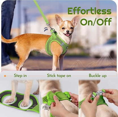 Eagloo Small Dog Harness and Leash Set, Step in Puppy Vest with Breathable Soft Mesh, Walking Reflective Pet Harness for Medium Small Dogs, Green, L