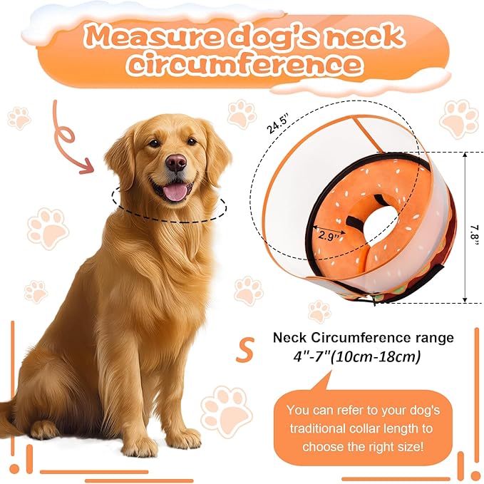 Inflatable Dog Cone Collar with Detachable Enhanced Anti-Licking Shield, Soft Neck Donut Collar for Dogs After Surgery, Adjustable Dog Cone Alternative for Large Medium Small Dogs & Cats