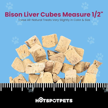 hotspot pets Freeze Dried Bison Liver Treats for Cats & Dogs - 1 Pound Big Bag, Made in USA, Single Ingredient All Natural, Grain-Free - Perfect for Training, Topper or Snack