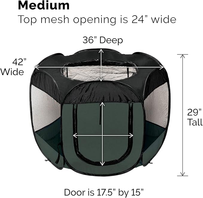 Furhaven Portable Dog Playpen Cat Tent, Pet playground,Kennel foldable indoor outdoor zippered puppy crate - Hunter Green, Medium