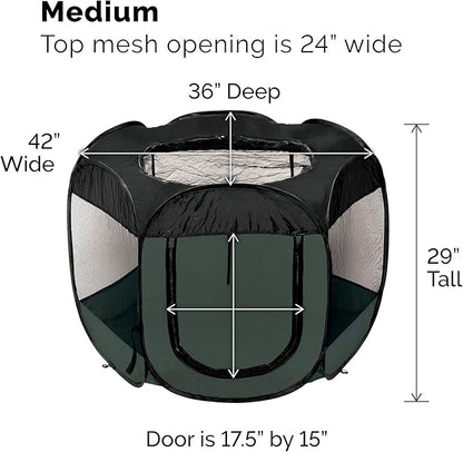Furhaven Portable Dog Playpen Cat Tent, Pet playground,Kennel foldable indoor outdoor zippered puppy crate - Hunter Green, Medium