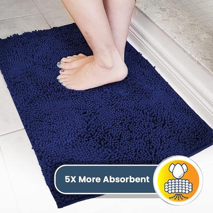 Muddy Mat® | Super Absorbent Door Mat Indoor, Microfiber Quick Dry Chenille Entryway Rug, Non-Slip Front Door Mat, Indoor Mats for Entryway, Machine Washable Pet Rug, Navy Blue 24"x72"