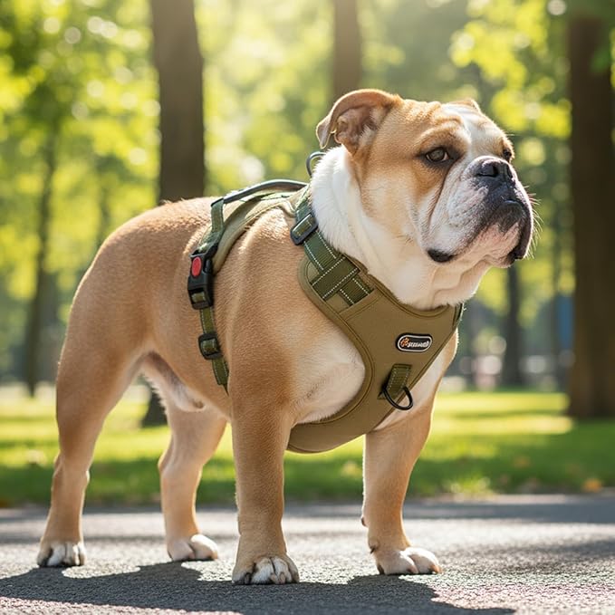 L Size Tactical Dog Harness No Pull Adjustable Pet Vest Collars with Handle and Reflective Trim, Training Harnesses for Boy and Girl Large Dogs and Medium Small Size Pet