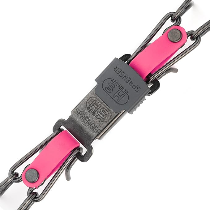 Herm Sprenger Black Stainless Steel Dog Collar with Quick Release ClicLock Buckle O-Ring Biothane Insert Training Collar Made in Germany (Passionfruit Pink, 23in x 3.2mm(Neck Size up to19-20in))