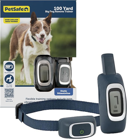 PetSafe Remote Trainer Dog Training Collar - 3 Training Modes: Tone, Vibration, 15 Levels of Static Stimulation, Standard for Dogs Over 8lb+ - Waterproof, Durable, Rechargeable - 100 Yards (300 Feet)