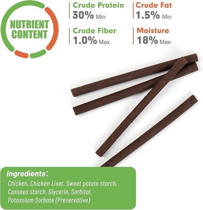 MON2SUN Dog Jerky Treats, 5 Inch Chicken Sticks (Chicken Liver Flavor) Rawhide Free Training Treats for Small Dogs, Soft and Healthy Snacks, 25.4oz (96 Count-Pack of 1)