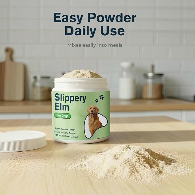 Slippery Elm Bark Powder for Dogs - Organic Herbal Digestive Support for Sensitive Stomachs, Gentle Gut & Throat Comfort, 2 fl oz