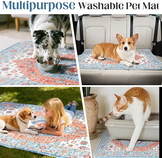 Washable Pee Pads for Dogs 2 Pack Reusable Puppy Training Pads 40"x26" Super Absorbent Waterproof Dog Training Pads, Non-Slip Potty Pads Whelping Pads Litter Mat Pet Supplies - Orange/Mix