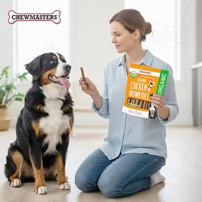 Chewmasters Organic Chicken & Brown Rice Dog Treats, 2 Pound Bag, 100% Organic, Made in The USA, Corn, Soy & Wheat Free, No by-Products, Real Meat Dog Treat