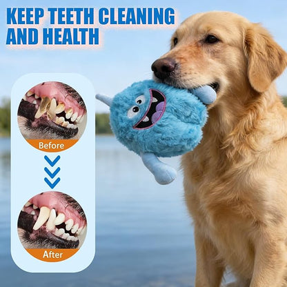 Plush Squeaky Dog Toy, Crinkle Stuffed Dog Toy Keep Them Busy Tug of War Birthday Dog Chew Toy for Small Medium Large Dogs (Light Blue)