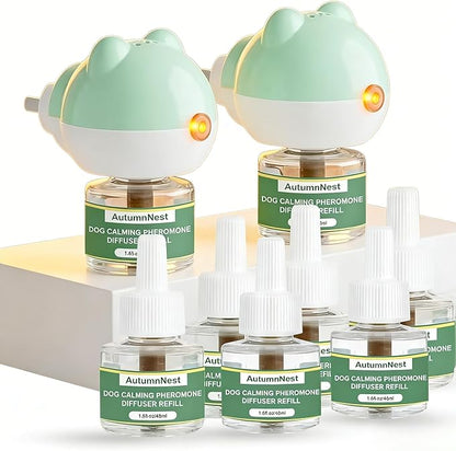 Calming Diffuser for Dog, Pheromone Plug-in Set (2 Diffusers & 6 Refill 48ml) for Dog Anxiety Relief, Reduces Barking, Aggression, Destructive Behavior, Fireworks Fear, 180-Day Dogs Calming Diffuser