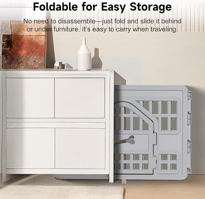 4-Panel Dog Pen Indoor Resin Dog Crate Easy Assemble, Fold It Down, for Dogs Indoor Small, Portable Dog House for Puppies
