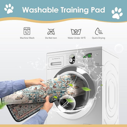 SCLOSE Washable Pee Pad for Dogs Extra Large, 72" x 72" Reusable Puppy Pads Waterproof Dog Rugs, Super Absorbent, Leakproof, Dog Crate Pad, Playpen Mat, Whelping Pads, Blue Medallion