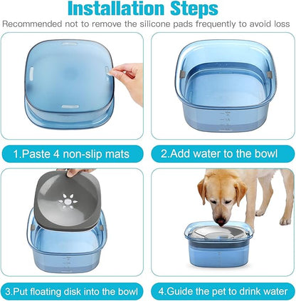 UPSKY 70oz Dog Water Bowl 2L No Spill Dog Bowls Large Capacity Spill Proof Slow Water Feeder, No Splash Dog Bowl Pet Water Dispenser Vehicle Carried Travel Slow Drinking Bowls for Messy Drinkers, Cats