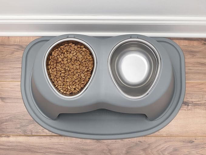 WeatherTech Double High Pet Feeding System - Elevated Dog/Cat Bowls - 14 inch High Dark Grey (DHC9614DGDG)