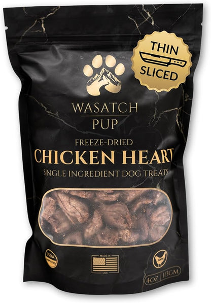 Freeze Dried Chicken Hearts Dog Treats | 100% All Natural Real Chicken Heart Treats for Dogs | Promotes Good Immune System & Overall Health | USDA Approved and Made in The USA - 4 Oz
