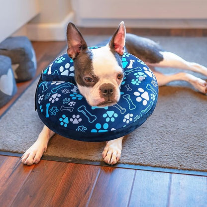 BEAUTYZOO Inflatable Dog Cone Collar, Recovery Dog Cone After Surgery, Adjustable Blow up Dogs Donut Collar, Pet Recovery Collar for Dogs,Navy Blue M