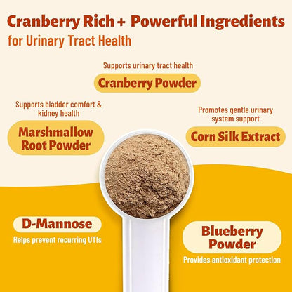Cranberry Powder for Dogs & Cats, Urinary Tract & Bladder Support Supplement with D-Mannose, Kidney & UTI, Cat and Dog Cranberry Supplement, Chicken Flavor Food Topper, 3.88oz