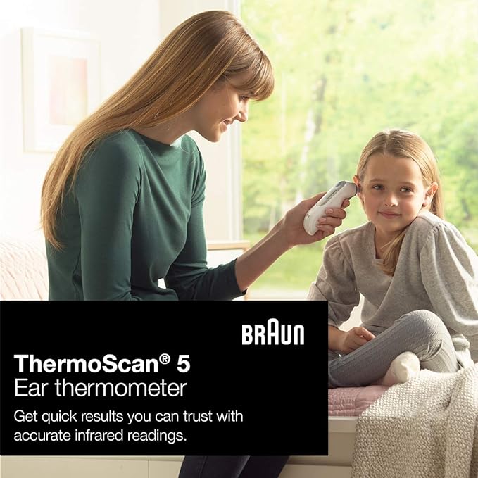 Braun ThermoScan 5 Ear Thermometer, Digital Display, Baby and Infant Thermometer with ExacTemp Stability Indicator for Professional Accuracy, Recommended by Pediatricians