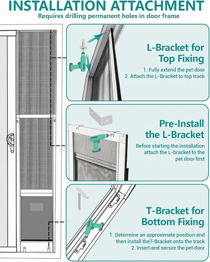 Dog Door for Sliding Door - Large Dog Door for Sliding Glass Door - Patio Sliding Door Dog Door Insert - Easy Installation, Security Lock, Weather Proof Panel