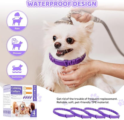 Calming Collar for Dogs 4 Pack, Purple Dog Calming Collar for Anxiety & Stress Relief, Pheromone Dog Collar for Small Medium Large Dogs, Long‑Lasting 60 Days