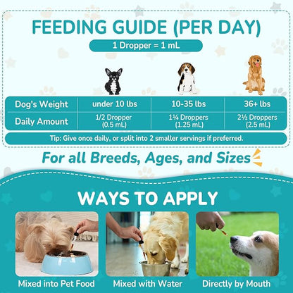 Woyamay Antibiotics for Dogs | Natural Dog Antibiotics for Allergy Relief, Itch Relief, Coughs, Skin Health, Breath Treatment, Digestion | Herbal Supplement to Care for Ears, Eyes & Coat, 4 Fl Oz