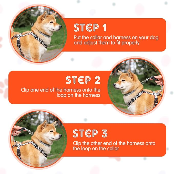 2 PCS Prong Collar Safety Clip Leash to Prong Collar Connector Dog Leash Connector Harness to Collars Safety Clip Reflective Double Ended Backup Clasp for Dog Pinch Collars