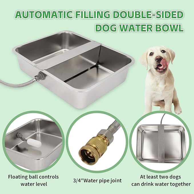 Dog Water Bowl Dispenser Automatic Water Feeder 13.5L/3.5Gal Stainless Steel Extra Large Waterer for Pets Water Feeder for Livestock Animals