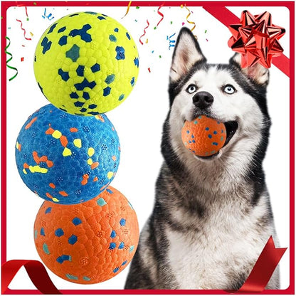 Mankoda Dog Balls, Dog Tennis Balls for Aggressive Chewers, 3'' Durable Teething Chew Toys & Floating Water Toy, Interactive Fetch Ball for Medium/Large Dogs (3 Pack)