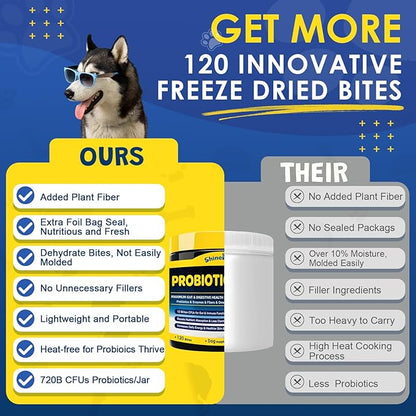 Probiotics for Dogs - Dog Probiotics for Digestive Health, Prebiotics, Enzymes, Fiber, and Omega-3 with Vitamins to Promote Intestinal Health, Support Immunity, Allergies & Itchy Skin, 120 Bites