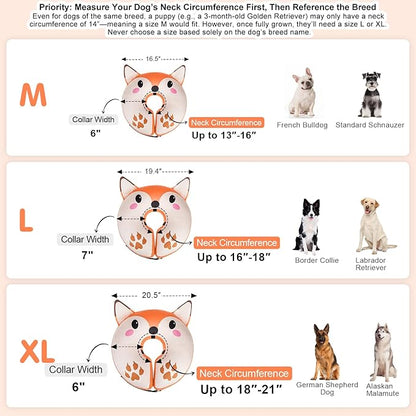 BEAUTYZOO Inflatable Dog Cone Collar Alternative After Surgery, Soft Donut Recovery E-Collar for Large & XL Dogs Girls Boys, Adjustable Pet Neck Cone to Stop Licking Wounds, L