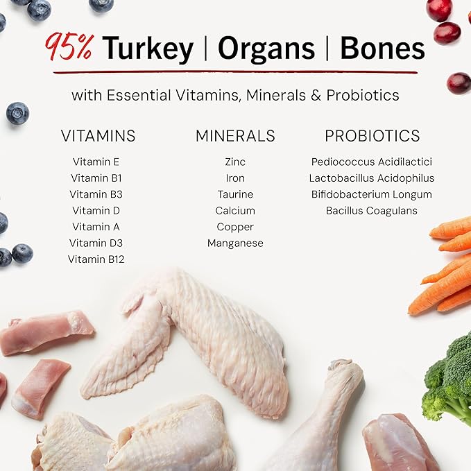 Stella & Chewy's Freeze-Dried Raw Tantalizing Turkey Meal Mixers- Dog Food Topper and Mixer - Made with 95% Cage-Free Turkey, Organs & Bone - Perfect for Picky Eaters - Grain-Free - 8 oz