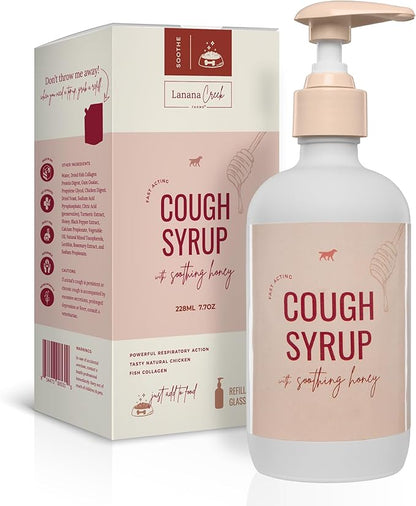 Lanana Creek Farms® Dog Cough Syrup with Honey, 240ml/7.7oz, Pump Dispenser | Cough, Throat Irritation, Respiratory Discomfort Relief | Easy to Administer | Vet Approved | Made in the USA