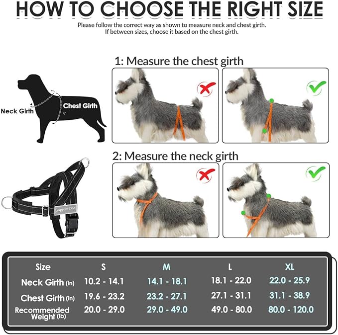 SlowTon No Pull Dog Harness - Heavy Duty Dog Harness and Leash Set for Medium Large Dogs, Reflective Tactical Harness with Soft Padded and Front Clip for Easy Walk and Training (Black L)